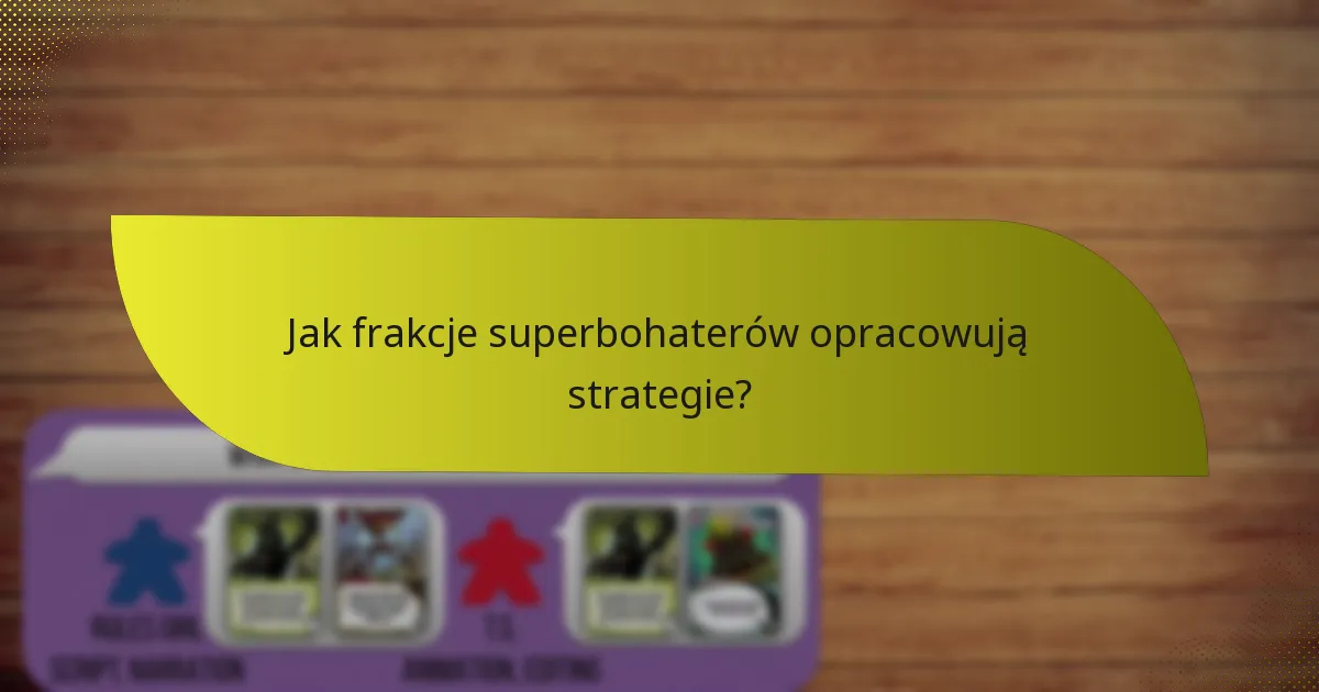 Jak frakcje superbohaterów opracowują strategie?