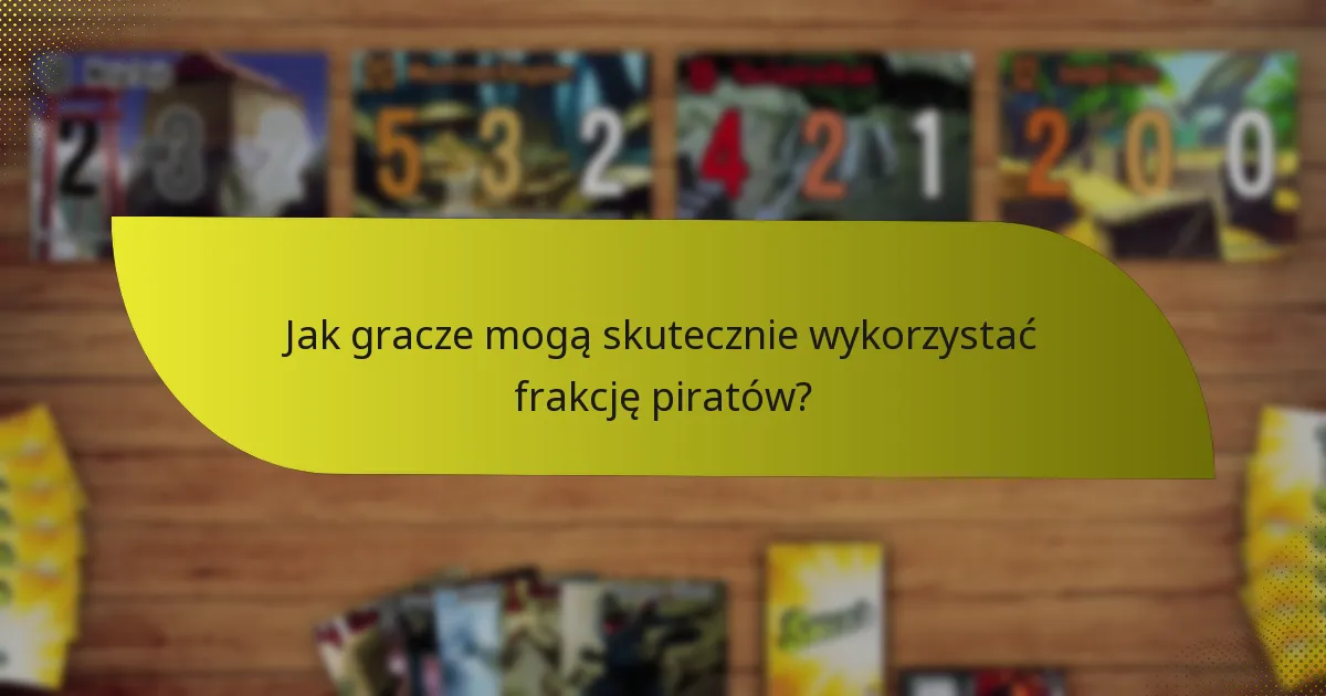 Jak gracze mogą skutecznie wykorzystać frakcję piratów?