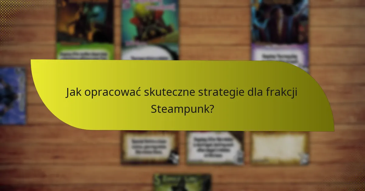 Jak opracować skuteczne strategie dla frakcji Steampunk?