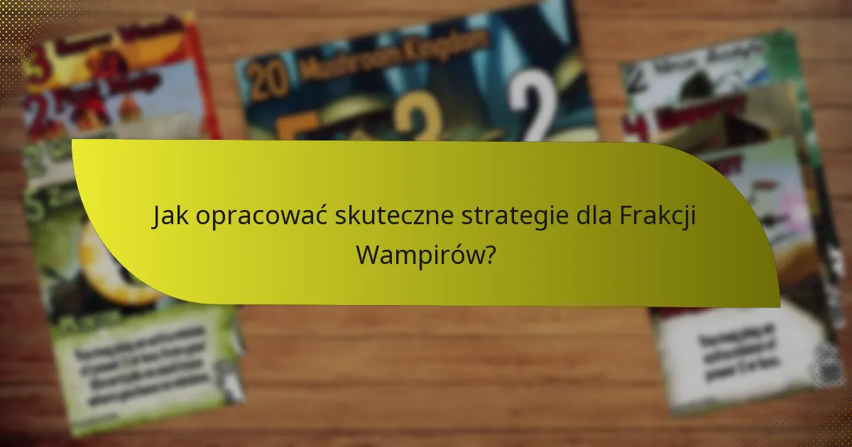 Jak opracować skuteczne strategie dla Frakcji Wampirów?