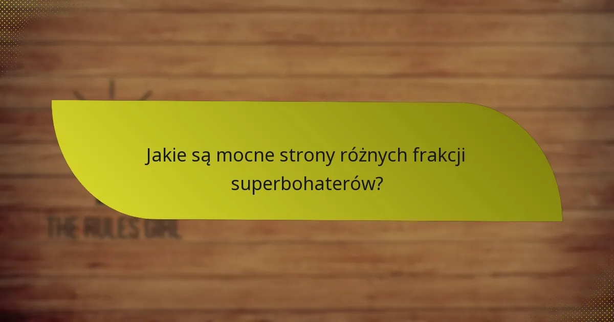 Jak frakcje superbohaterów opracowują strategie?