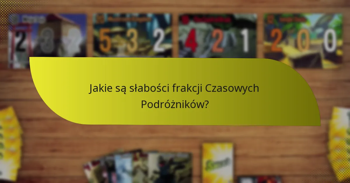 Jakie są słabości frakcji Czasowych Podróżników?
