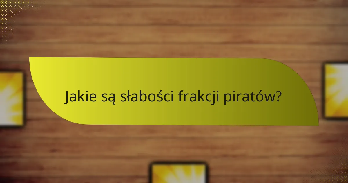 Jakie są słabości frakcji piratów?